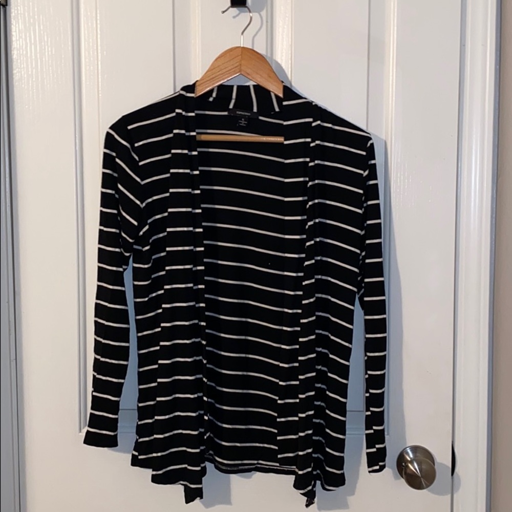 Black and white striped cardigan